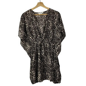 Primark Brown Circle Printed Butterfly Short Sleeve Swim Cover Up XS